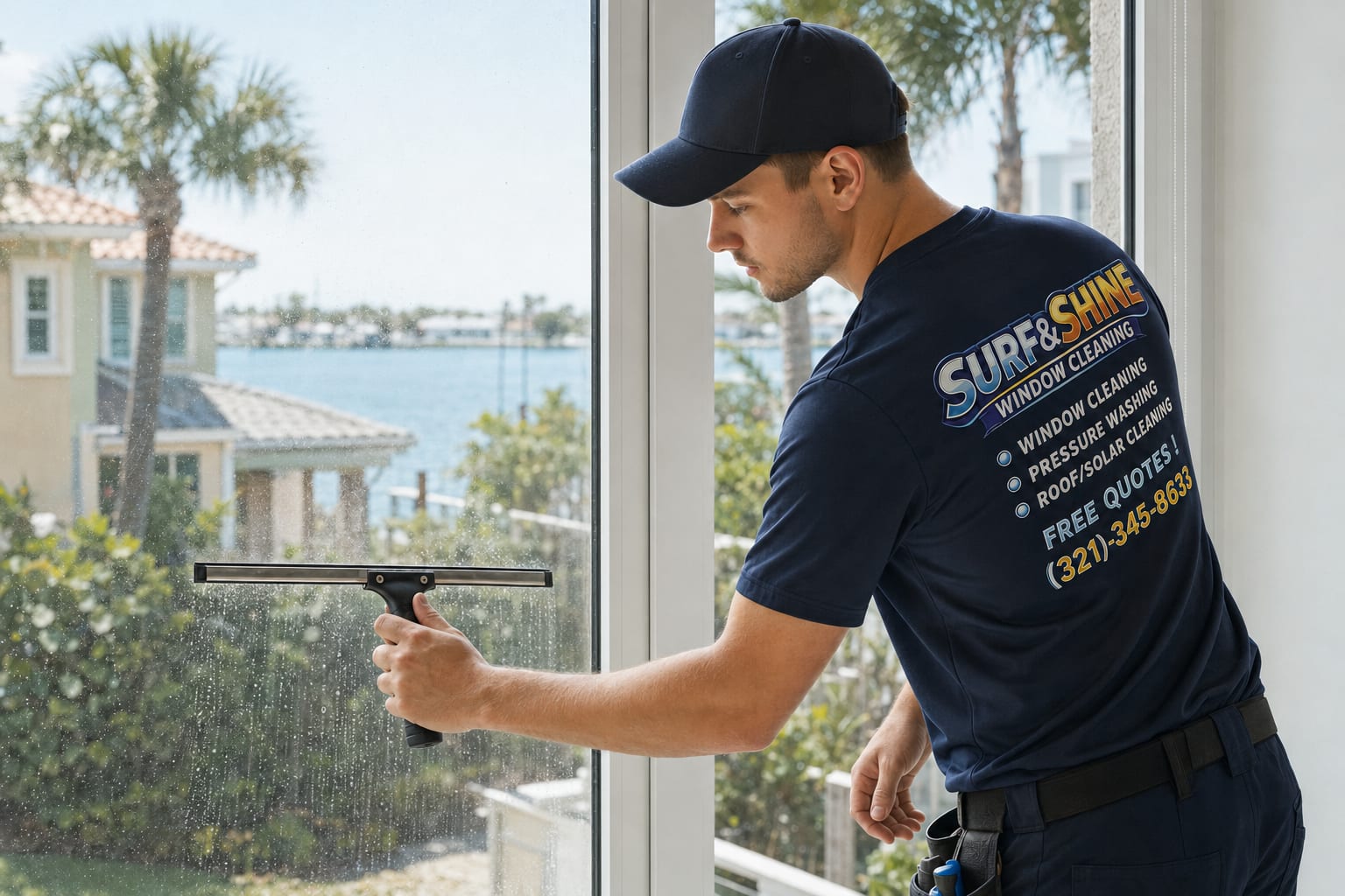 Surf & Shine window cleaning at a waterfront home on the Indian River Lagoon